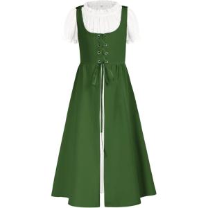 image:imageScarlet Darkness Girls Renaissance Dress Medieval A Line Maxi Dresses Two Piece SetDark Green
