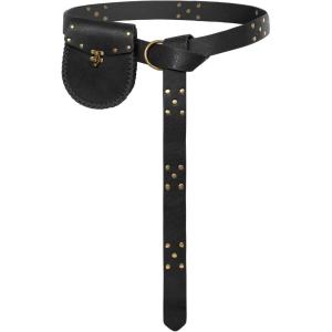 image:imageScarlet Darkness Renaissance Belt Pouch Pirate Viking Belt Medieval Belts Costume Accessories for Women MenBlack
