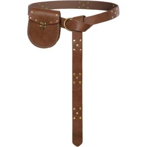 image:imageScarlet Darkness Renaissance Belt Pouch Pirate Viking Belt Medieval Belts Costume Accessories for Women MenBorwn