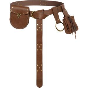 image:imageScarlet Darkness Renaissance Belt Pouch Pirate Viking Belt Medieval Belts Costume Accessories for Women MenBrown Set