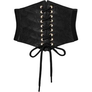 image:imageScarlet Darkness Renaissance Corset Belt Laceup Tied Waspie Wide Elastic Waist Belts for WomenBlack