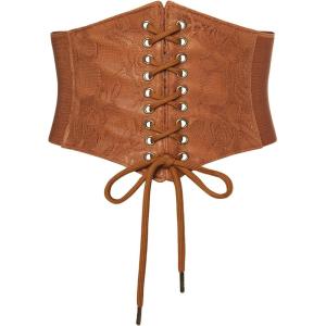 image:imageScarlet Darkness Renaissance Corset Belt Laceup Tied Waspie Wide Elastic Waist Belts for WomenBrown