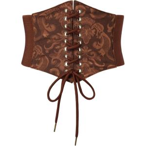 image:imageScarlet Darkness Renaissance Corset Belt Laceup Tied Waspie Wide Elastic Waist Belts for WomenBrown Flower