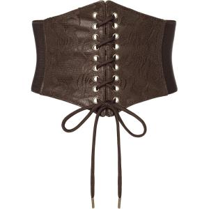 image:imageScarlet Darkness Renaissance Corset Belt Laceup Tied Waspie Wide Elastic Waist Belts for WomenCoffee