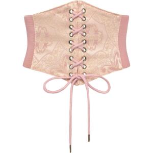 image:imageScarlet Darkness Renaissance Corset Belt Laceup Tied Waspie Wide Elastic Waist Belts for WomenPink Floral