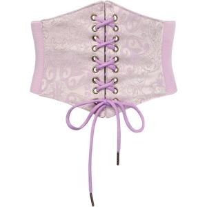 image:imageScarlet Darkness Renaissance Corset Belt Laceup Tied Waspie Wide Elastic Waist Belts for WomenPurple Floral