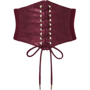 image:imageScarlet Darkness Renaissance Corset Belt Laceup Tied Waspie Wide Elastic Waist Belts for WomenRed