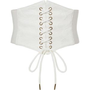 image:imageScarlet Darkness Renaissance Corset Belt Laceup Tied Waspie Wide Elastic Waist Belts for WomenWhite