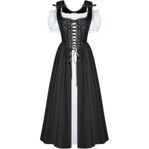 image:imageScarlet Darkness Renaissance Costume Women Medieval Corset Dress Puff Sleeve Fairy DressBlack