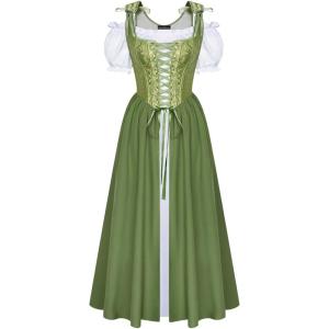 image:imageScarlet Darkness Renaissance Costume Women Medieval Corset Dress Puff Sleeve Fairy DressGreen