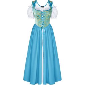 image:imageScarlet Darkness Renaissance Costume Women Medieval Corset Dress Puff Sleeve Fairy DressLight Blue