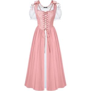 image:imageScarlet Darkness Renaissance Costume Women Medieval Corset Dress Puff Sleeve Fairy DressLight Pink