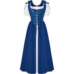 image:imageScarlet Darkness Renaissance Costume Women Medieval Corset Dress Puff Sleeve Fairy DressNavy Blue