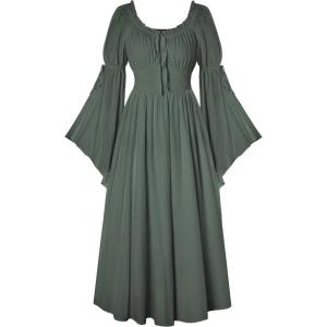 image:imageScarlet Darkness Renaissance Dress for Women Medieval Peasant Dress Long Bell Sleeve DressesArmy Green
