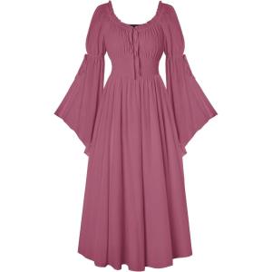 image:imageScarlet Darkness Renaissance Dress for Women Medieval Peasant Dress Long Bell Sleeve DressesPink