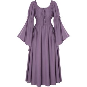 image:imageScarlet Darkness Renaissance Dress for Women Medieval Peasant Dress Long Bell Sleeve DressesPurple