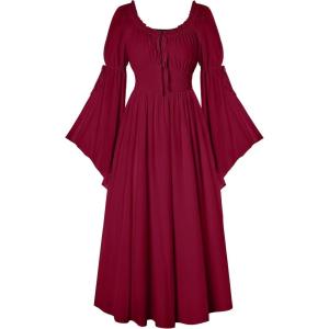 image:imageScarlet Darkness Renaissance Dress for Women Medieval Peasant Dress Long Bell Sleeve DressesRed