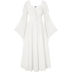 image:imageScarlet Darkness Renaissance Dress for Women Medieval Peasant Dress Long Bell Sleeve DressesWhite