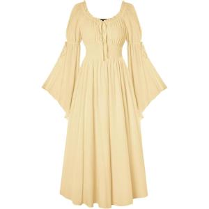 image:imageScarlet Darkness Renaissance Dress for Women Medieval Peasant Dress Long Bell Sleeve DressesYellow