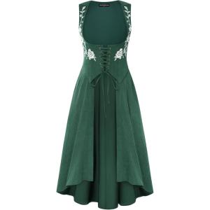 image:imageScarlet Darkness Renaissance Hood Dress for Women Medieval Costume Underbust Pirate Dresses with PocketsEmerald Green