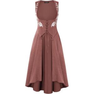 image:imageScarlet Darkness Renaissance Hood Dress for Women Medieval Costume Underbust Pirate Dresses with PocketsMauve Pink