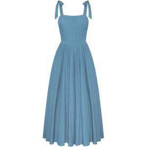 image:imageScarlet Darkness Women Renaissance Corset Dress Square Neck Cottagecore Fishbone SundressDusty Blue