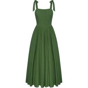 image:imageScarlet Darkness Women Renaissance Corset Dress Square Neck Cottagecore Fishbone SundressGreen
