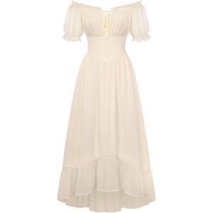image:imageScarlet Darkness Women Renaissance Dress Puff Sleeve Off Shoulder Fairy Milkmaid DressApricot
