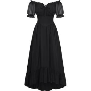 image:imageScarlet Darkness Women Renaissance Dress Puff Sleeve Off Shoulder Fairy Milkmaid DressBlack