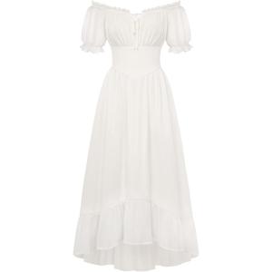 image:imageScarlet Darkness Women Renaissance Dress Puff Sleeve Off Shoulder Fairy Milkmaid DressWhite