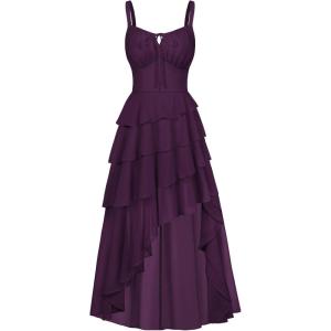 image:imageScarlet Darkness Womens Renaissance Corset Dress 2026 Summer Asymmetrical Sundress Pirate Gothic Chiffon DressesCrown Jewel