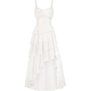 image:imageScarlet Darkness Womens Renaissance Corset Dress 2026 Summer Asymmetrical Sundress Pirate Gothic Chiffon DressesWhite