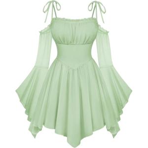 image:imageScarlet Darkness Womens Renaissance Fairy Dress A Line Boho Off Shoulder Corset Dress with PocketsLight Green
