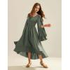 image:imageScarlet Darkness Women Renaissance Costume Split Bell Sleeve Double Layered High Low DressGray Green