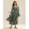 image:imageScarlet Darkness Women Renaissance Costume Split Bell Sleeve Double Layered High Low DressGray Green