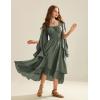image:imageScarlet Darkness Women Renaissance Costume Split Bell Sleeve Double Layered High Low DressGray Green