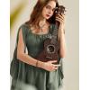 image:imageScarlet Darkness Women Renaissance Costume Split Bell Sleeve Double Layered High Low DressGray Green