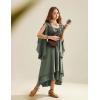 image:imageScarlet Darkness Women Renaissance Costume Split Bell Sleeve Double Layered High Low DressGray Green