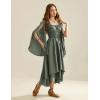 image:imageScarlet Darkness Women Renaissance Costume Split Bell Sleeve Double Layered High Low DressGray Green