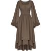 image:imageScarlet Darkness Women Renaissance Costume Split Bell Sleeve Double Layered High Low DressBrown