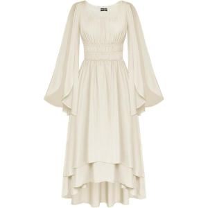 image:imageScarlet Darkness Women Renaissance Costume Split Bell Sleeve Double Layered High Low DressApricot