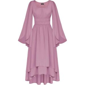 image:imageScarlet Darkness Women Renaissance Costume Split Bell Sleeve Double Layered High Low DressOrchid