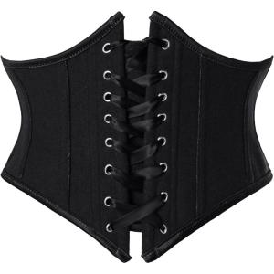 image:imageScarlet Darkness Womens Corset Belt Renaissance Underbust Corset Floral Lace Up Boned Waist BeltsBlack