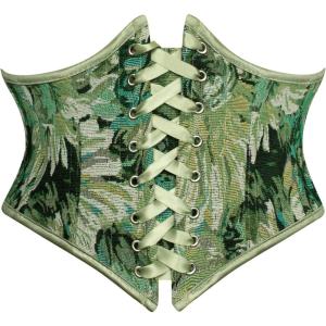 image:imageScarlet Darkness Womens Corset Belt Renaissance Underbust Corset Floral Lace Up Boned Waist BeltsEmerald Daisy