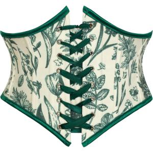 image:imageScarlet Darkness Womens Corset Belt Renaissance Underbust Corset Floral Lace Up Boned Waist BeltsLush Fern