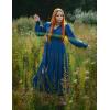 image:imageRenaissance Dress Women Peasant Cottagecore Medieval Costume for Party Dark Blue L