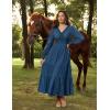 image:imageRenaissance Dress Women Peasant Cottagecore Medieval Costume for Party Dark Blue L