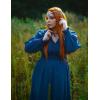 image:imageRenaissance Dress Women Peasant Cottagecore Medieval Costume for Party Dark Blue L