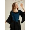 image:imageSCARLET DARKNESS Bustier Tops for Women Lace Up Boned Bodice Renaissance Corset Top Dark Blue Size 8