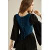 image:imageSCARLET DARKNESS Bustier Tops for Women Lace Up Boned Bodice Renaissance Corset Top Dark Blue Size 8
